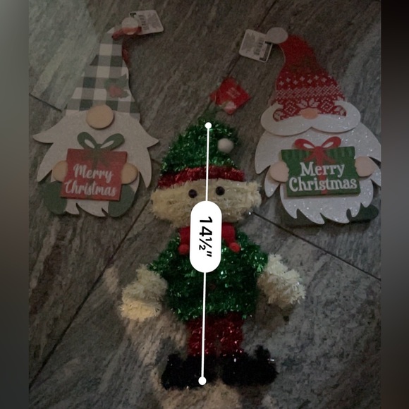 NWT- GLITTER GNOME AND ELF CHRISTMAS DECORATIONS x3 BUNDLE - Picture 6 of 7